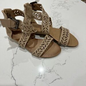 Tan Strappy Sandals with Buckle